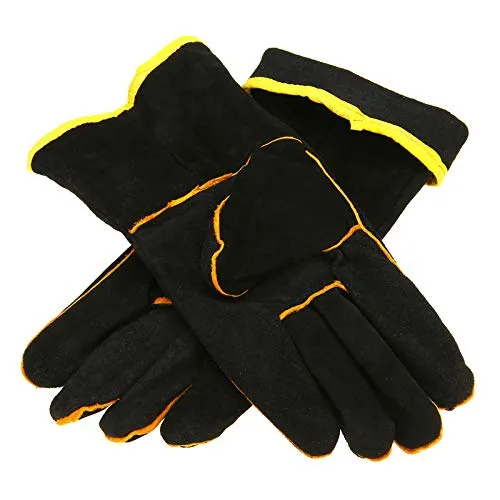 1 par de guantes de protección de soldadura negros resistentes Mig guantes de soldadura guantes de soldadura soldadores guantes de cuero vacuno