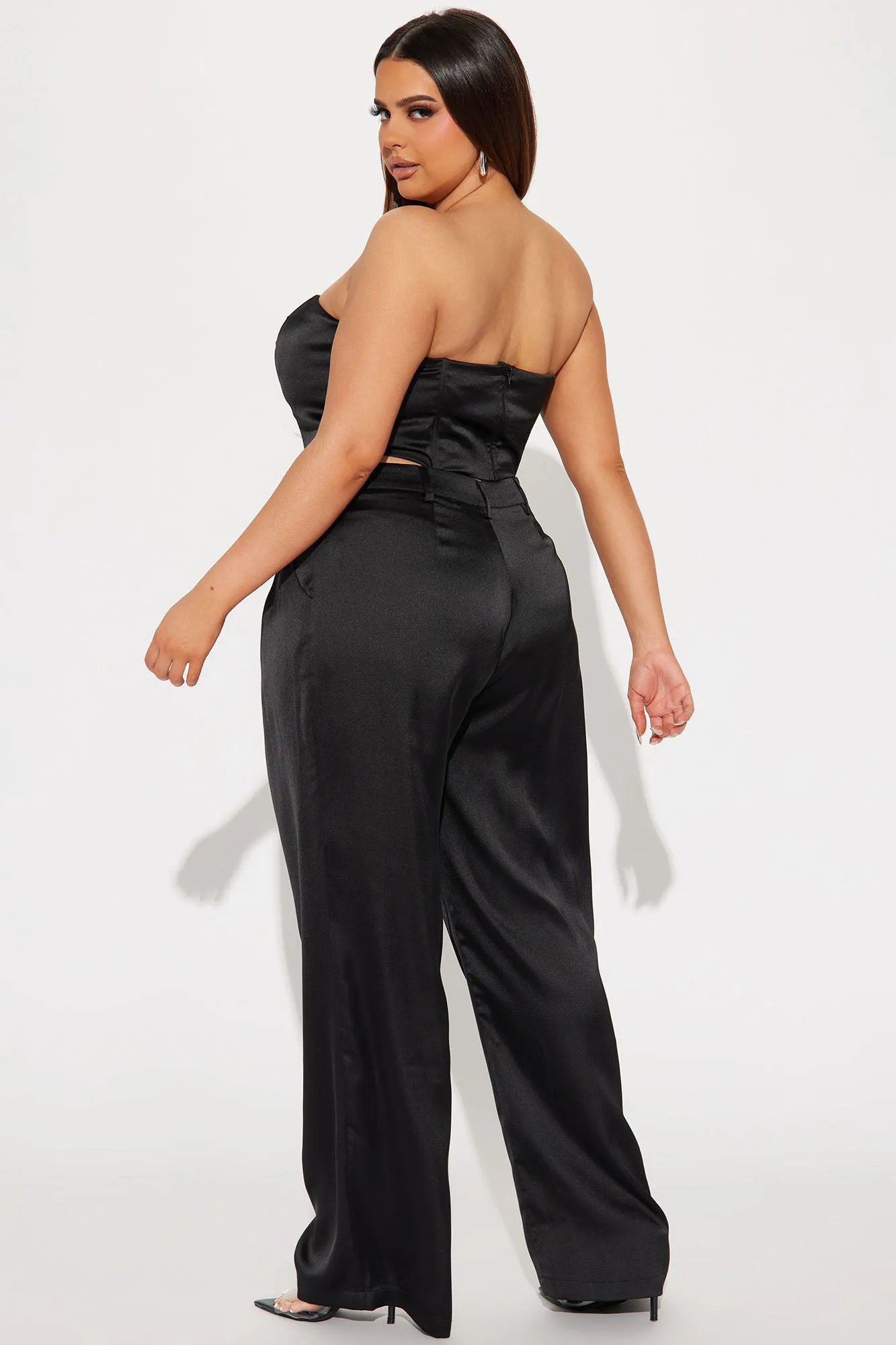 Adriana Satin Pant Set - Black