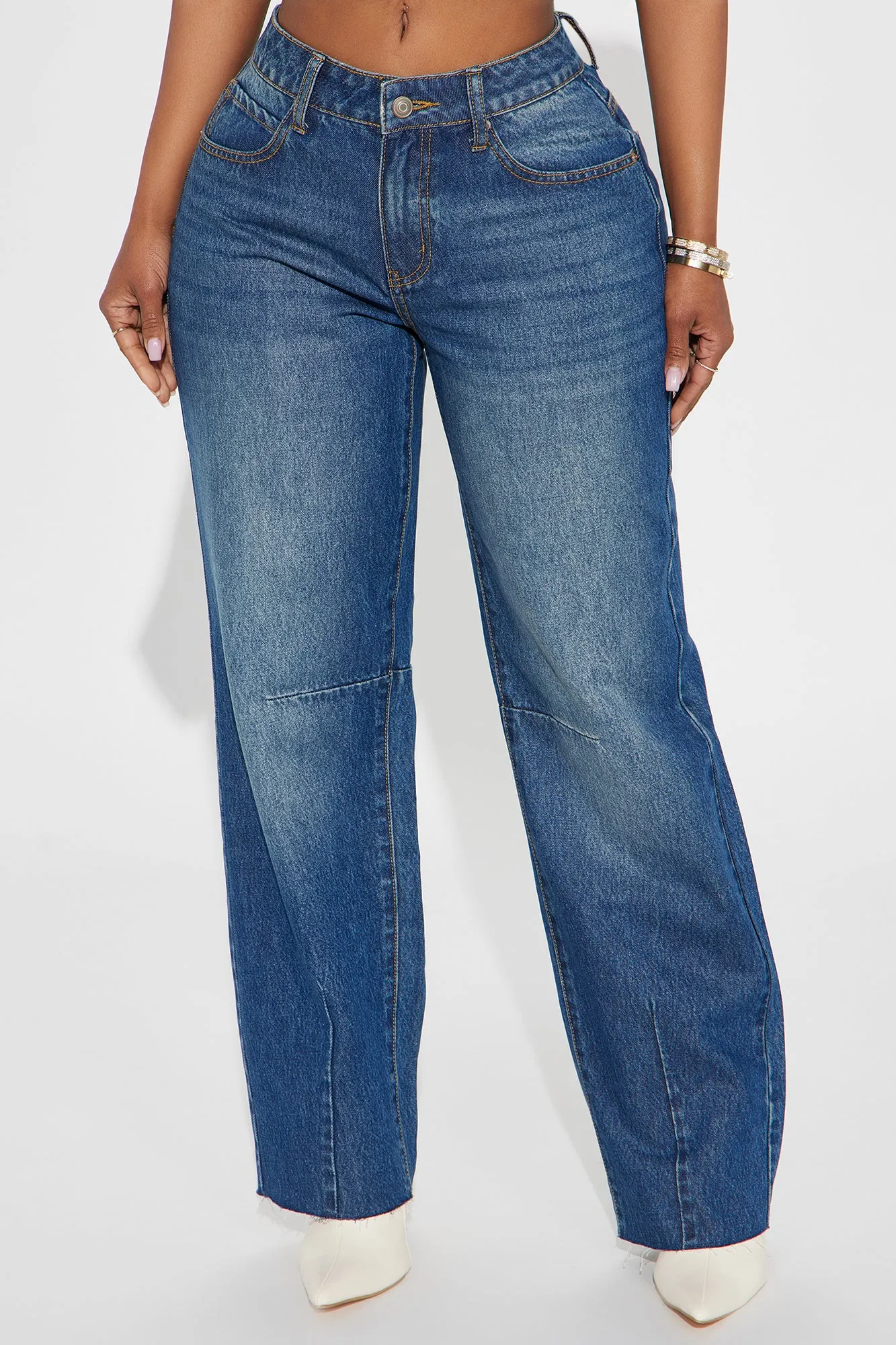 Against The Odds Barrel Leg Jeans - Dark Wash