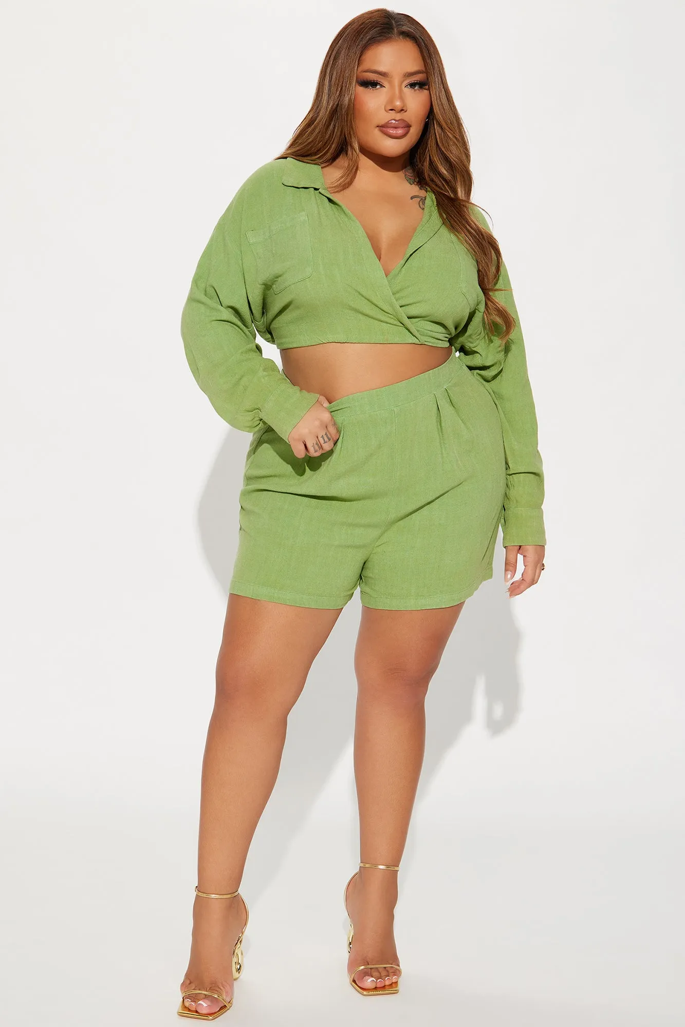 Alanna Washed Short Set - Green