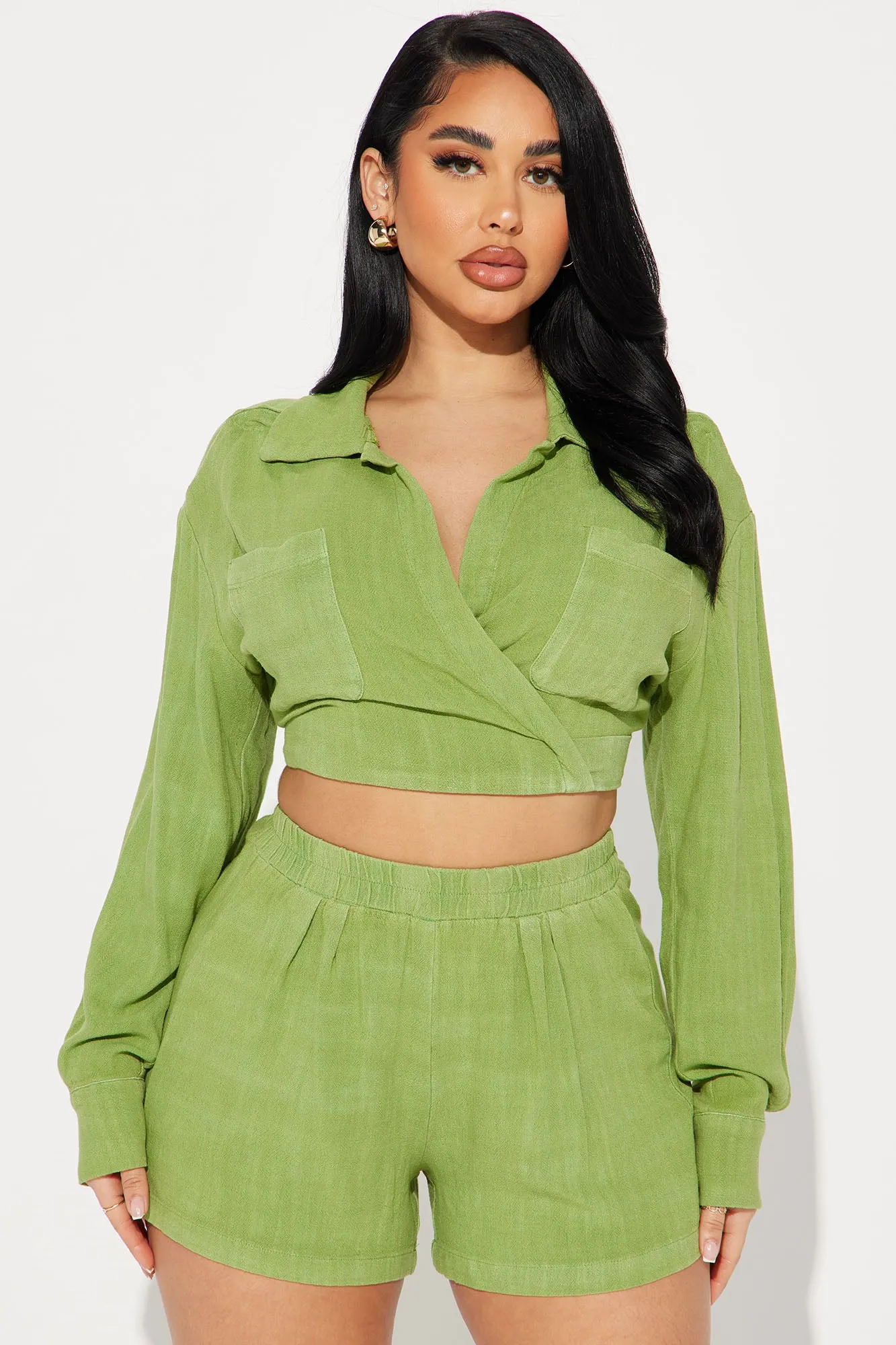 Alanna Washed Short Set - Green