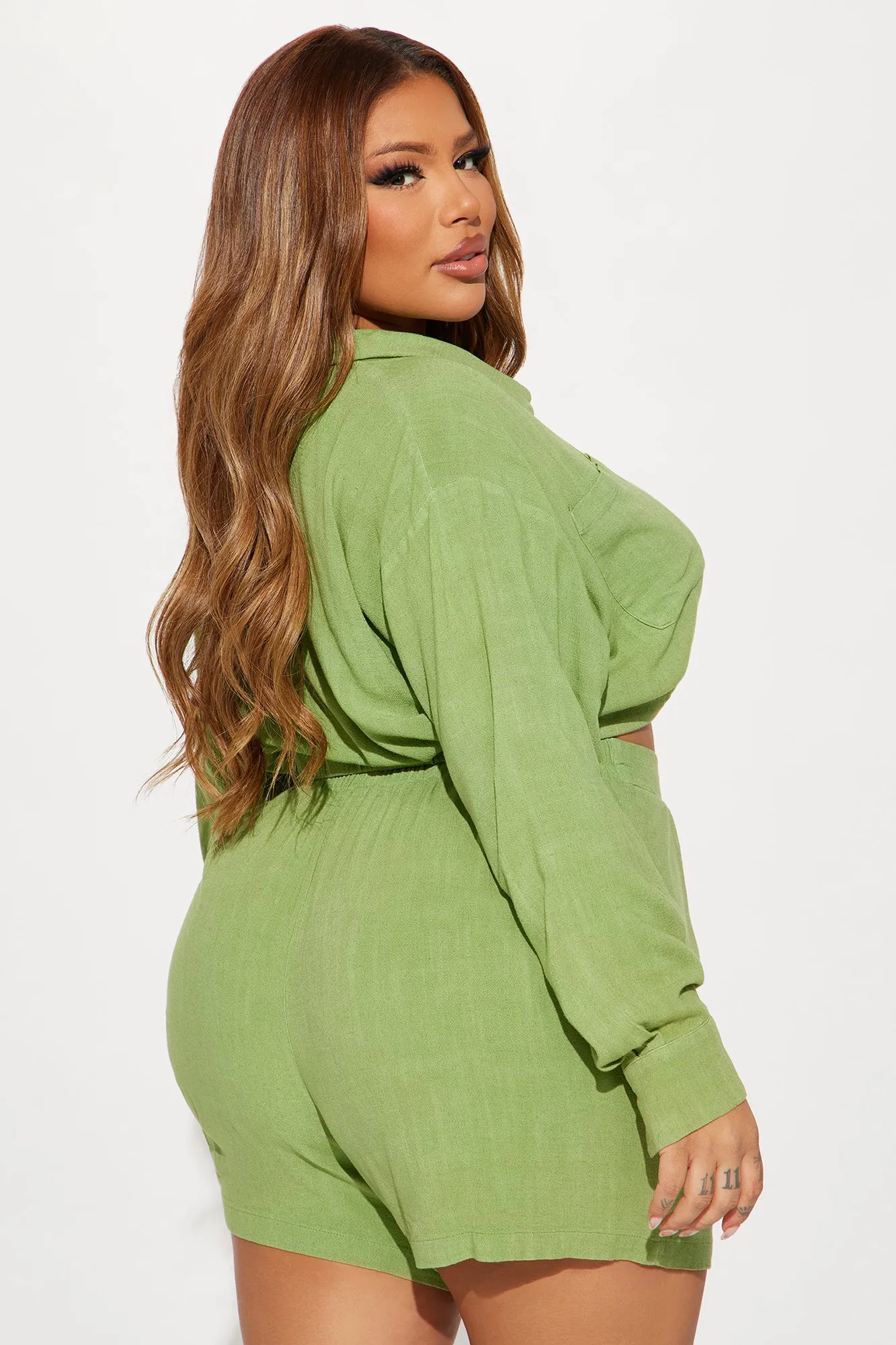 Alanna Washed Short Set - Green