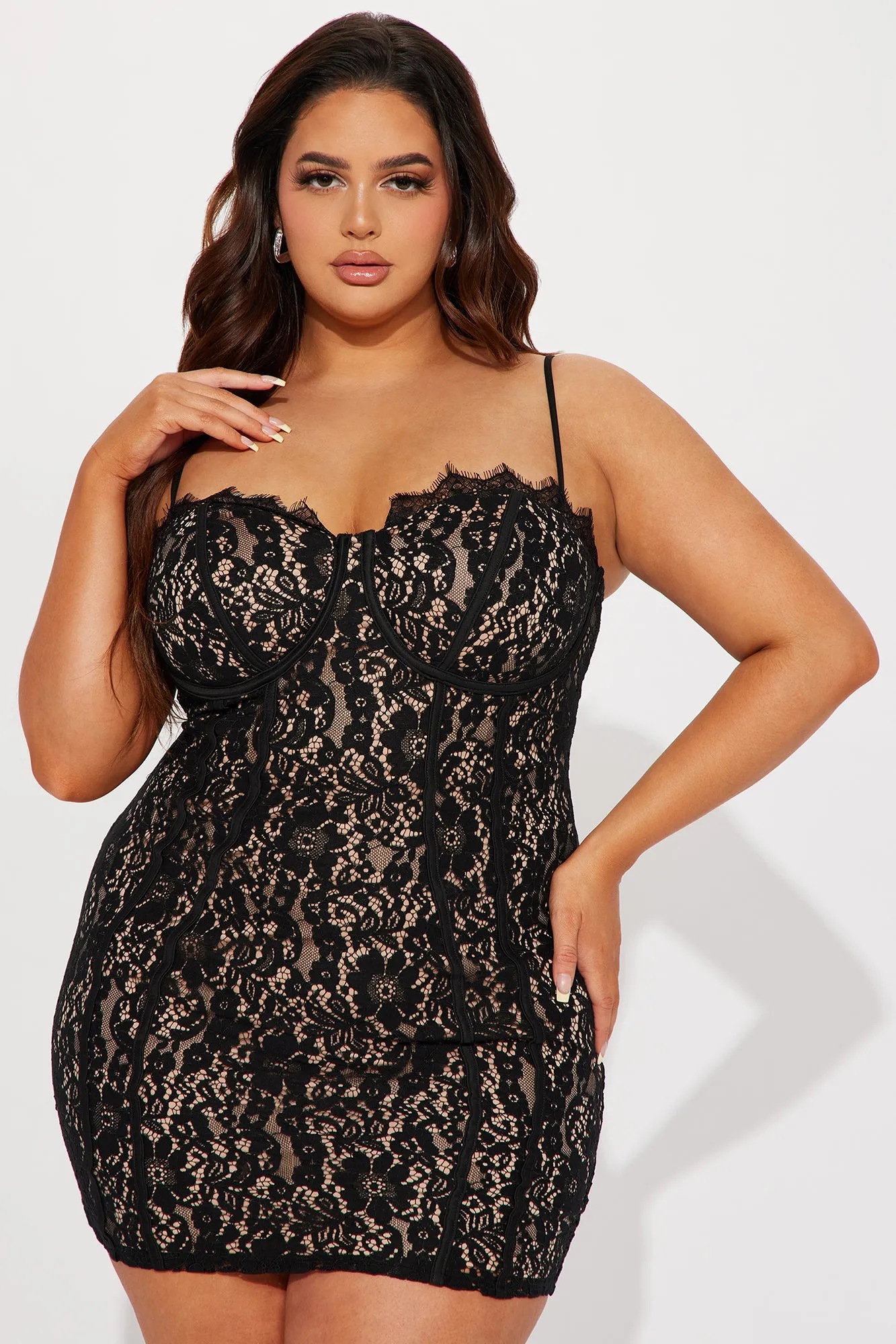 All In Love Lace Mini Dress - Black