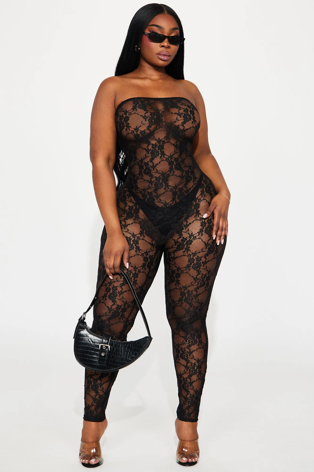 All Loved Up Lace Jumpsuit  - Black