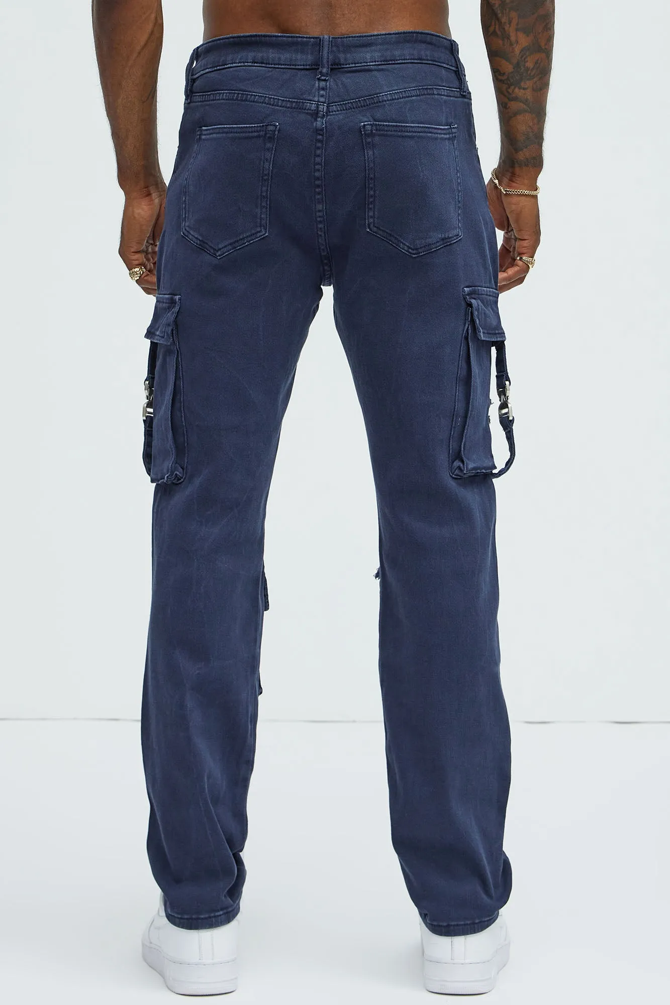 All Star Distressed Slim Cargo Jeans - Blue