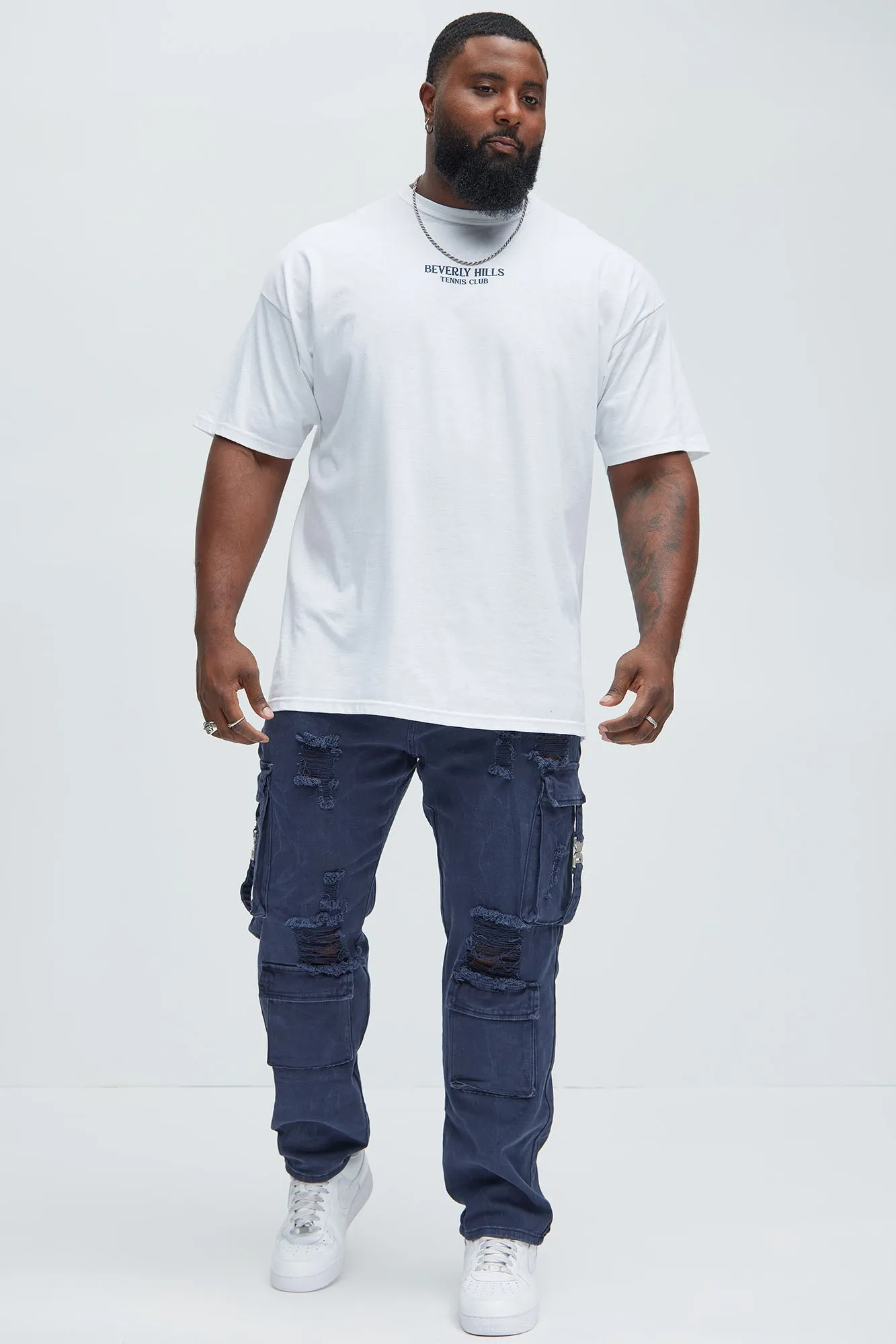 All Star Distressed Slim Cargo Jeans - Blue