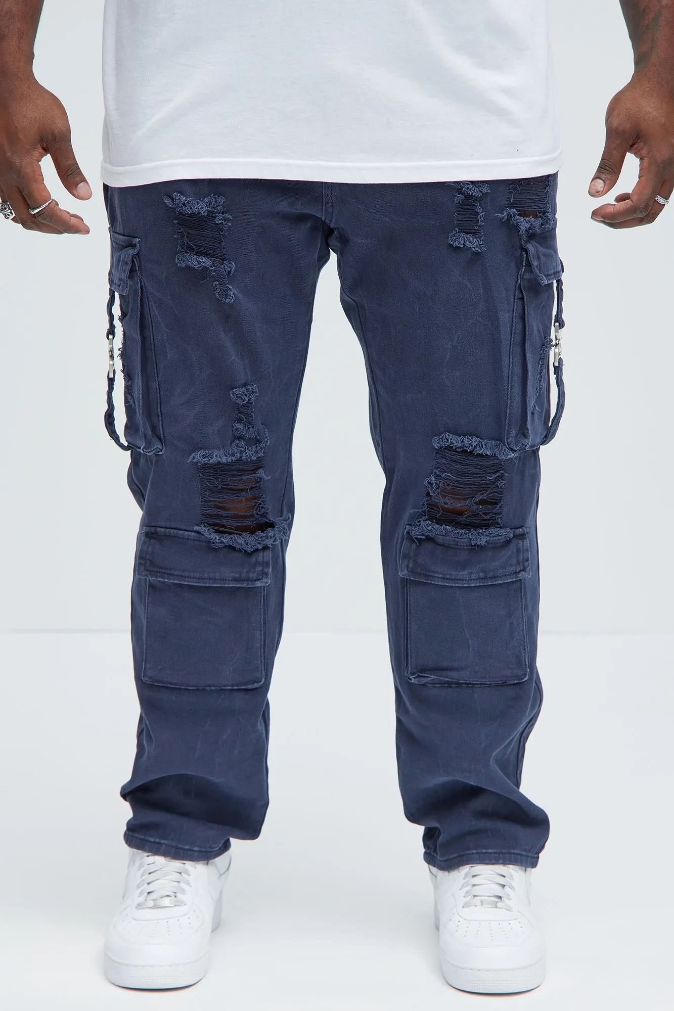 All Star Distressed Slim Cargo Jeans - Blue