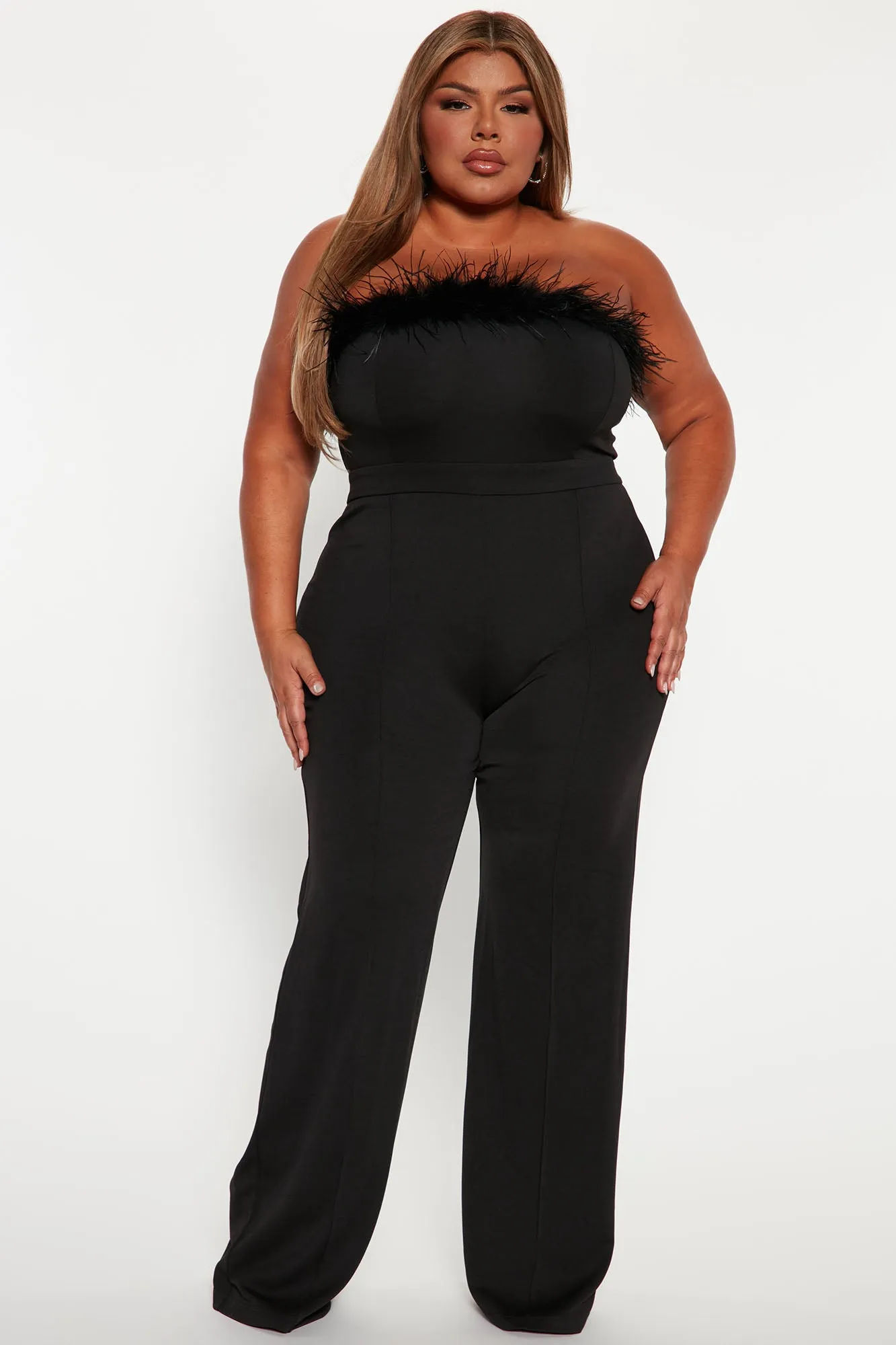 Amber Feather Jumpsuit - Black