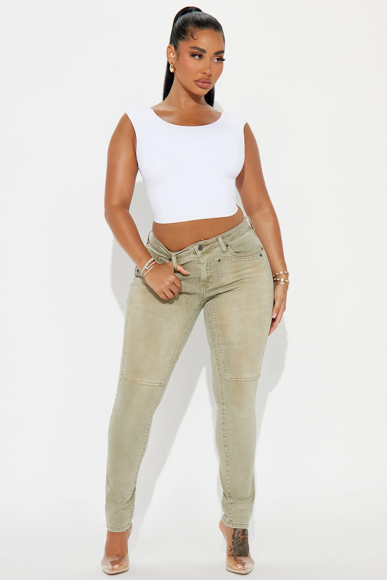 Anastasia Tinted Skinny Pant - Sage