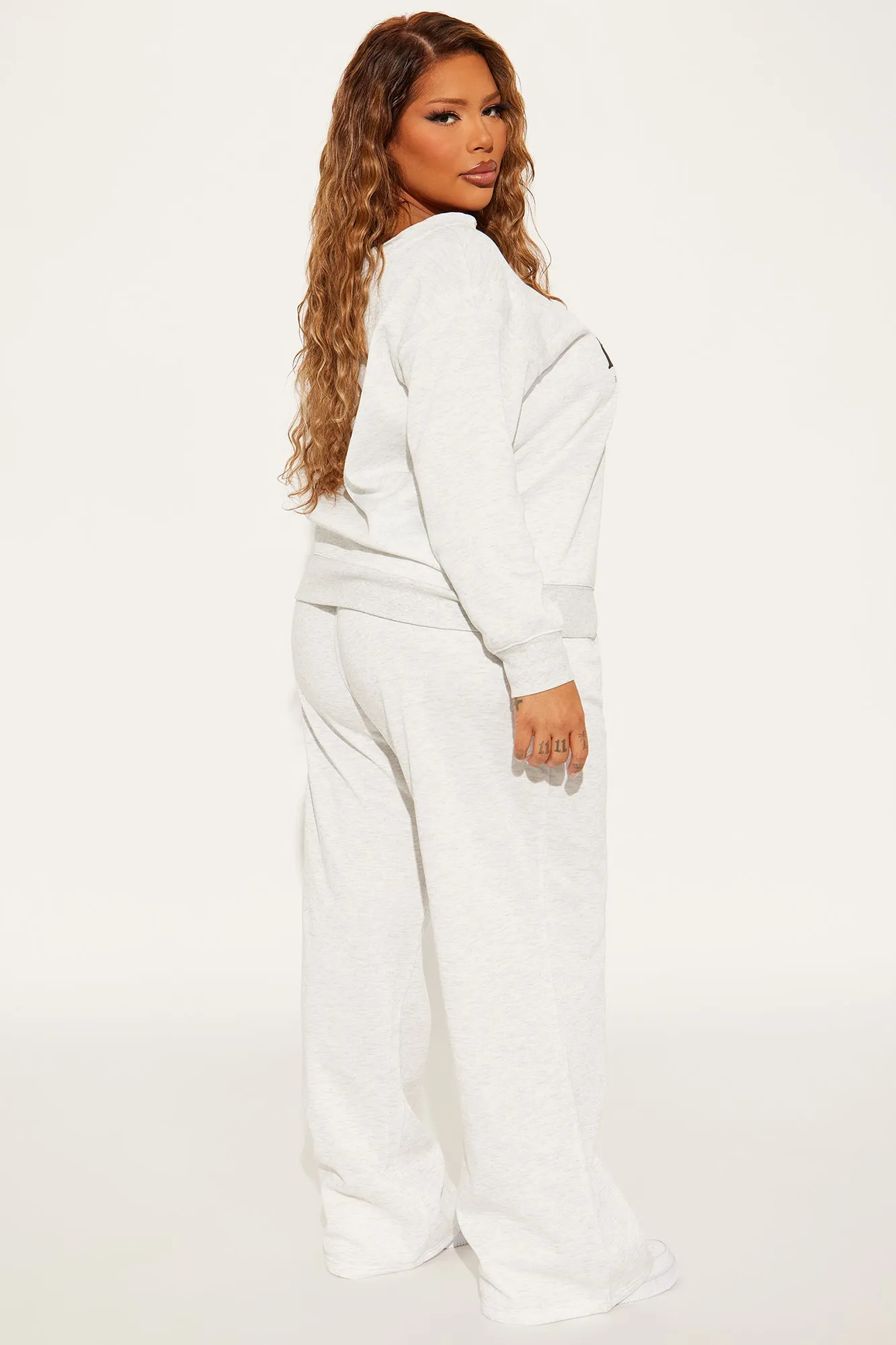 Around The World Fleece Pant Set - Heather Grey