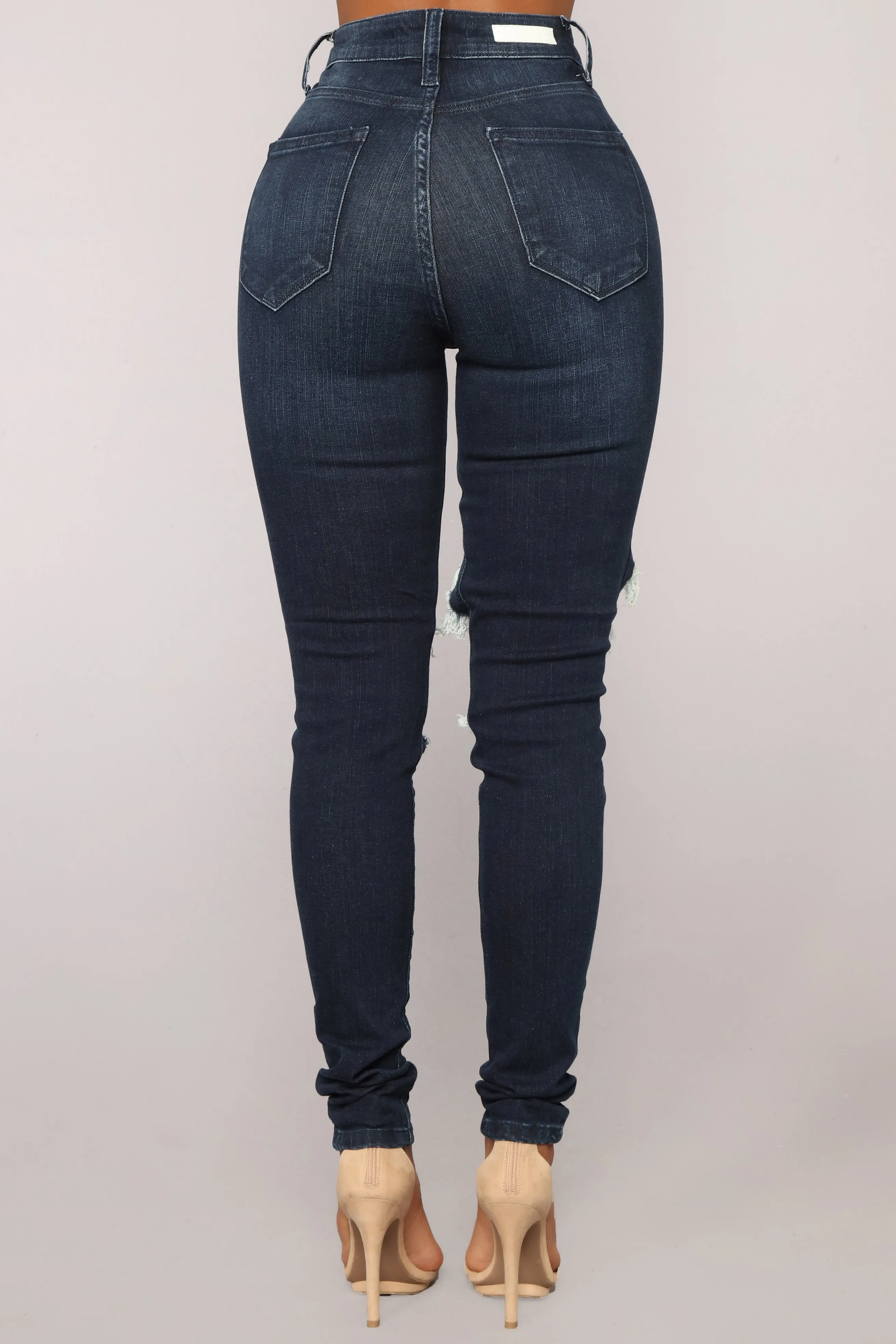 Aubrey High Rise Distressed Jeans - Dark Denim