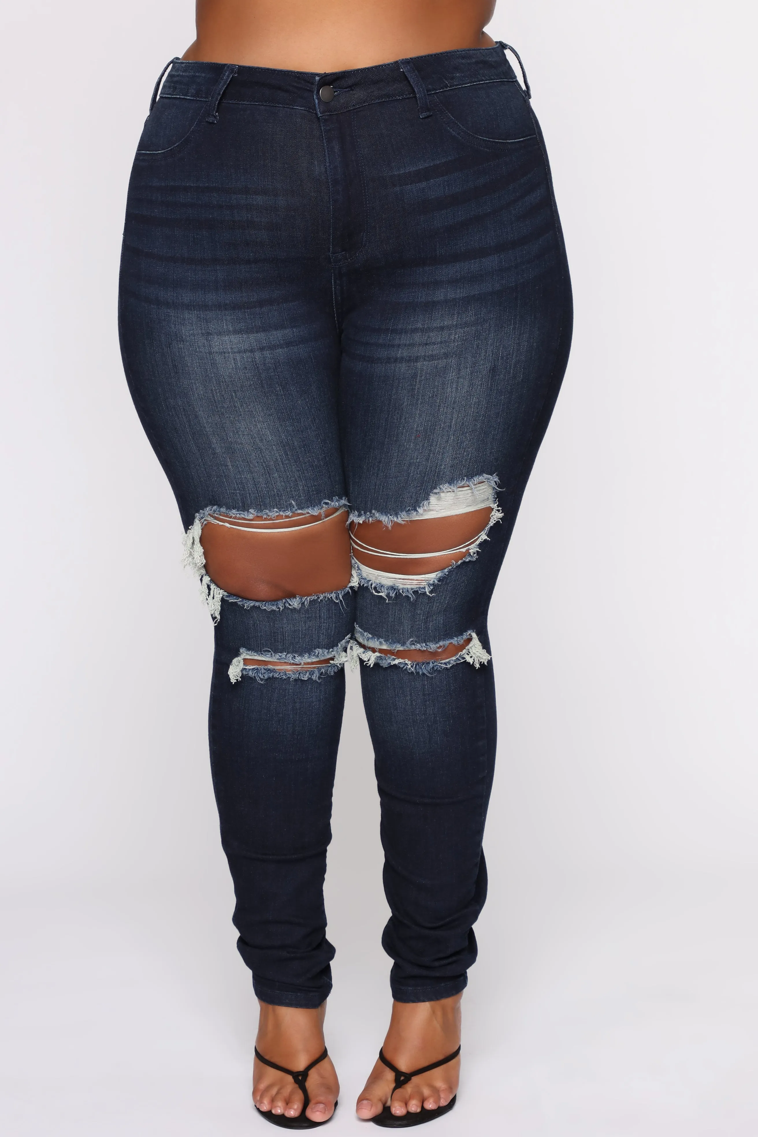 Aubrey High Rise Distressed Jeans - Dark Denim