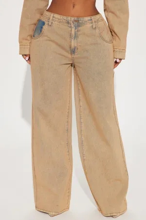 Big Attraction Tinted Baggy Jeans - Mocha