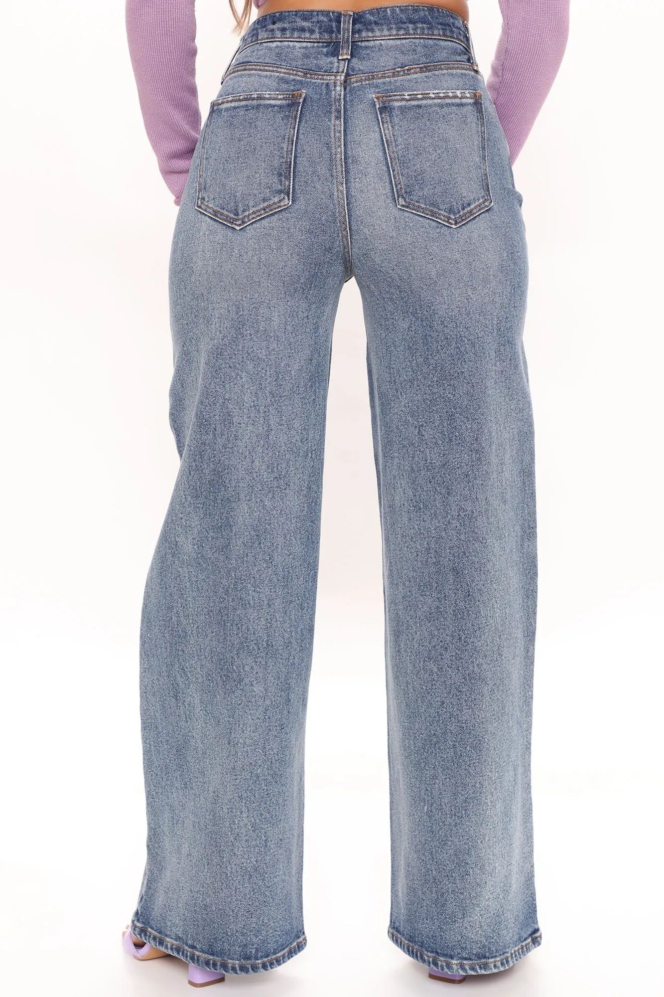 Big Playa High Rise Wide Leg Jeans - Medium Blue Wash