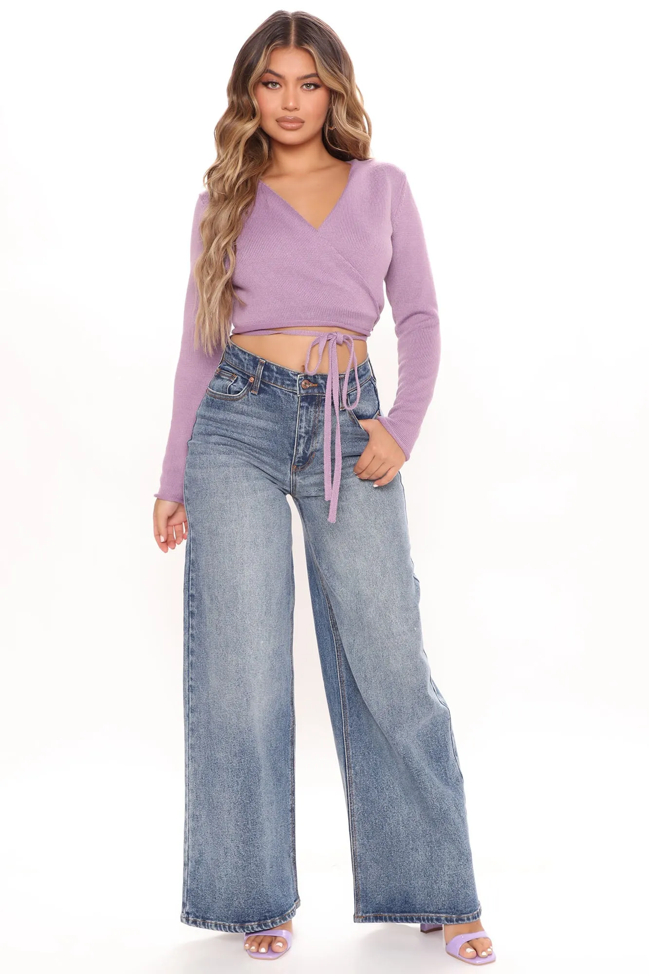 Big Playa High Rise Wide Leg Jeans - Medium Blue Wash