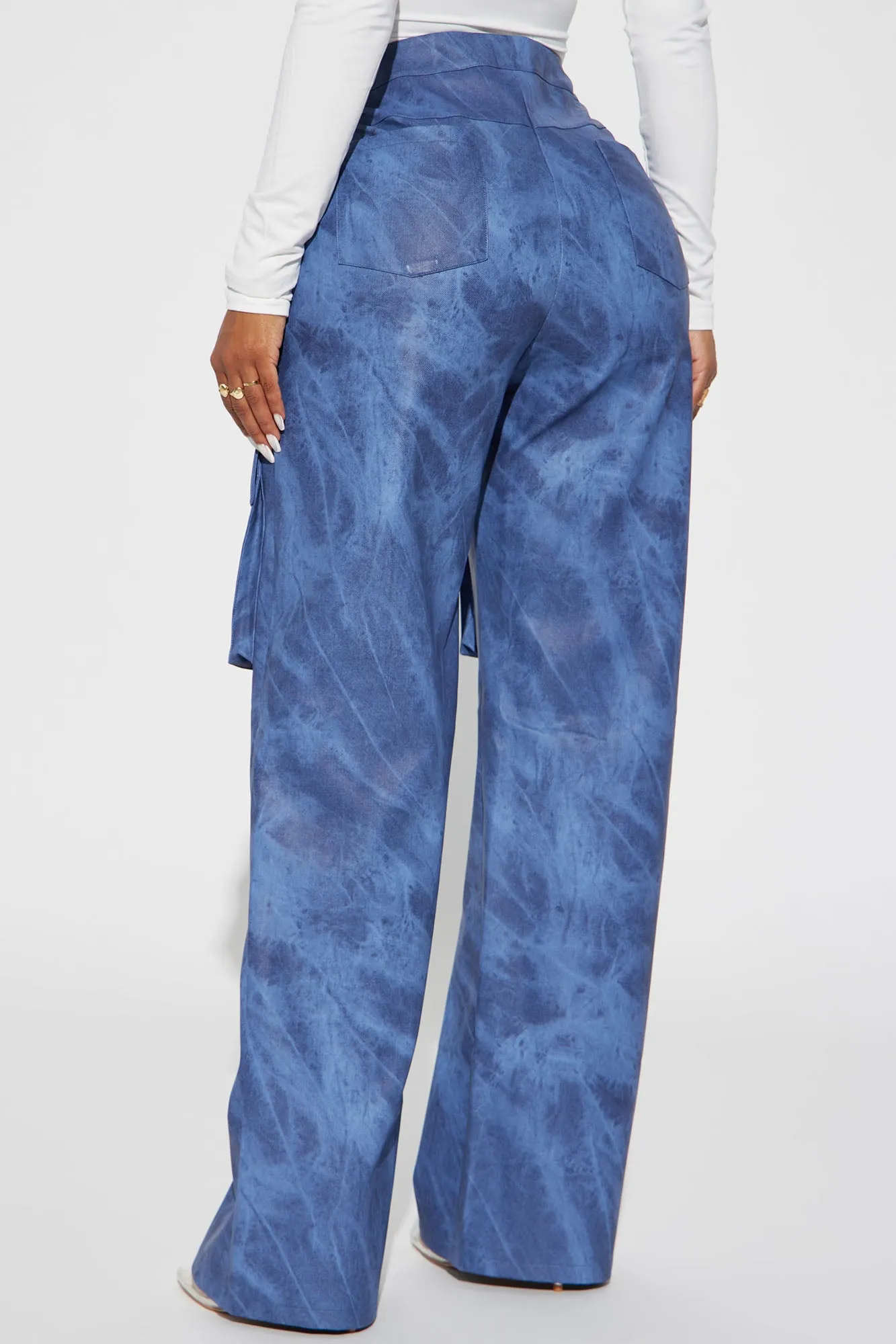 Billie Washed Faux Leather Cargo Pant - Navy