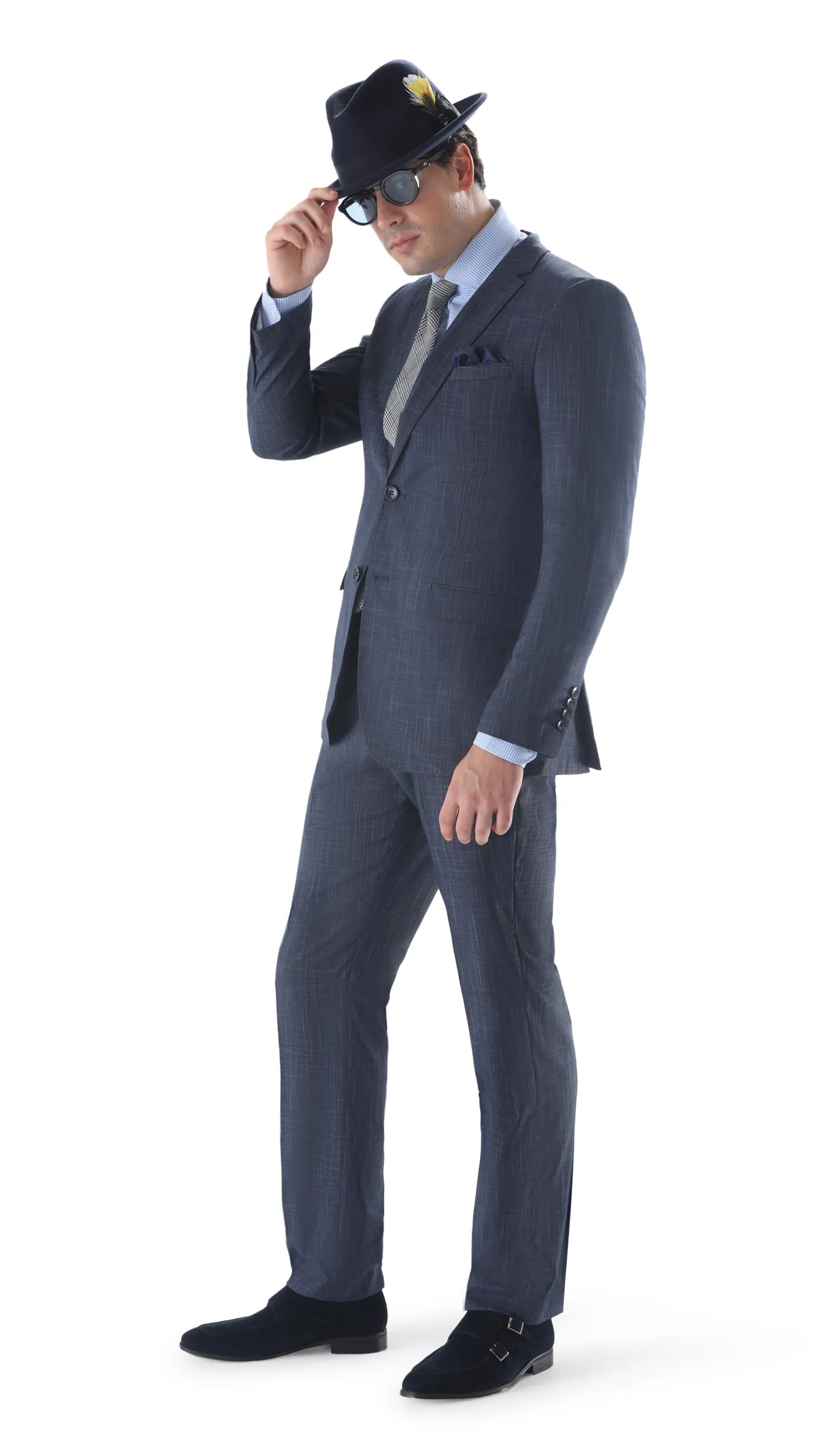 Ferrecci Mens 2 Button Slim Fit Navy Suit