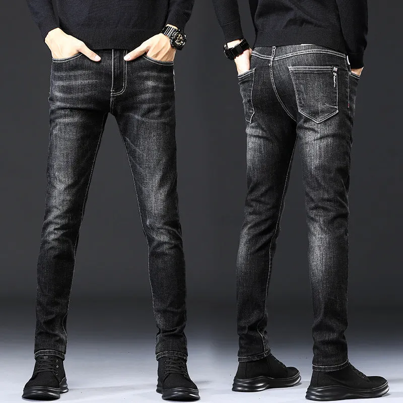 Jeans Men's Slim-Fit Casual Jeans With Small Feet