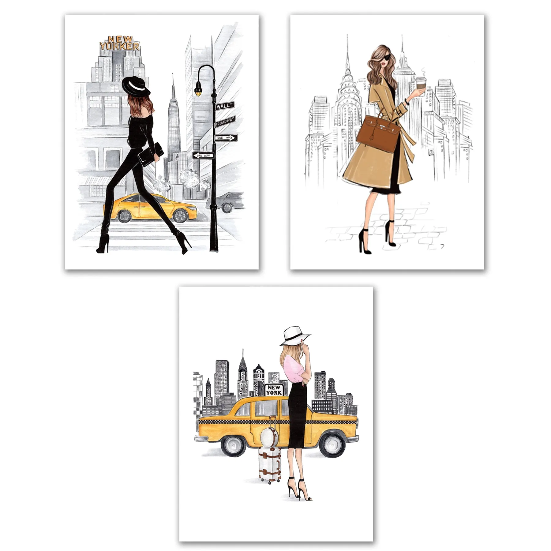 New York inspired Set of 3 wall art prints