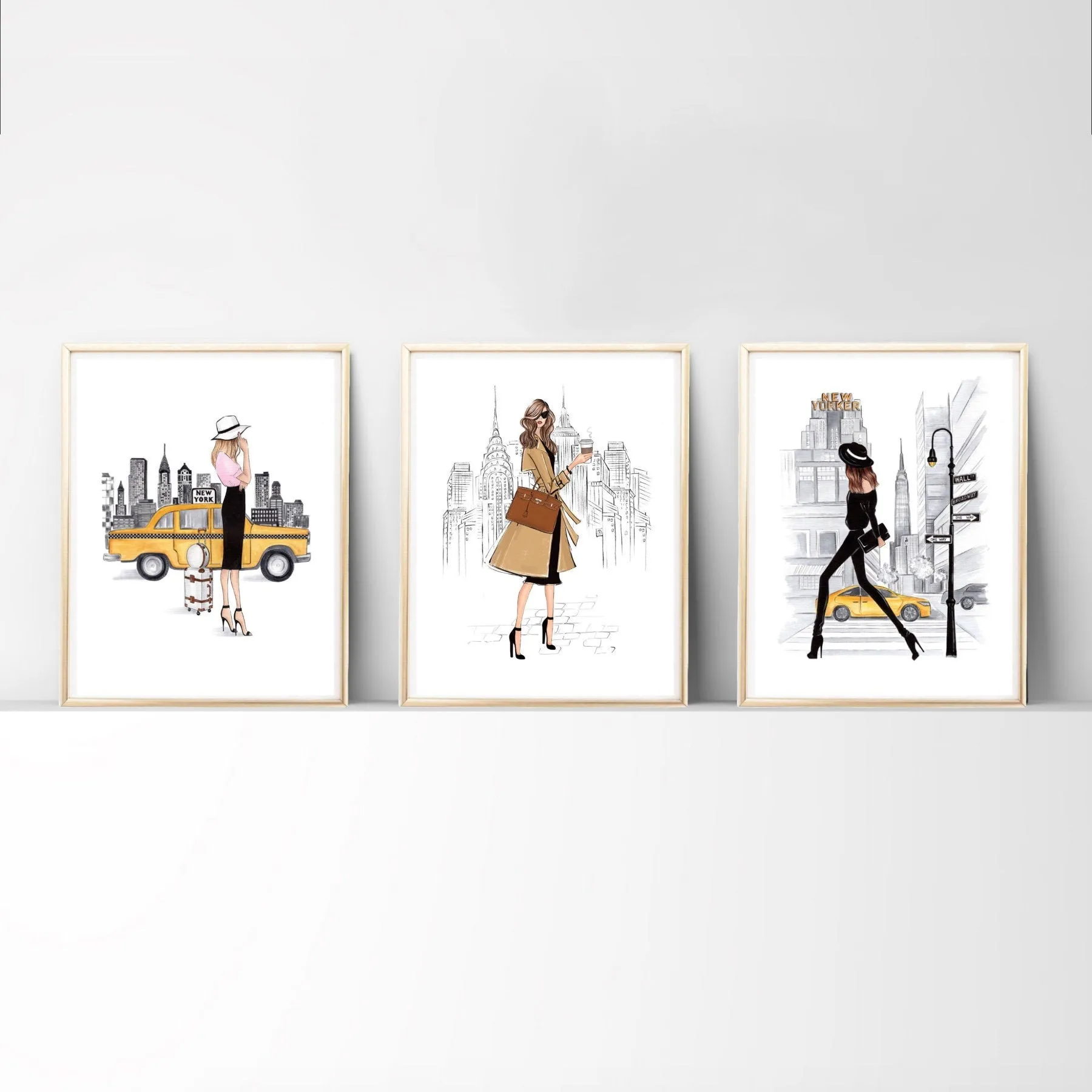 New York inspired Set of 3 wall art prints