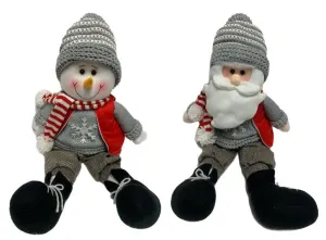 Peluche 23 po bonhomme de neige/Père Noël tricot gris