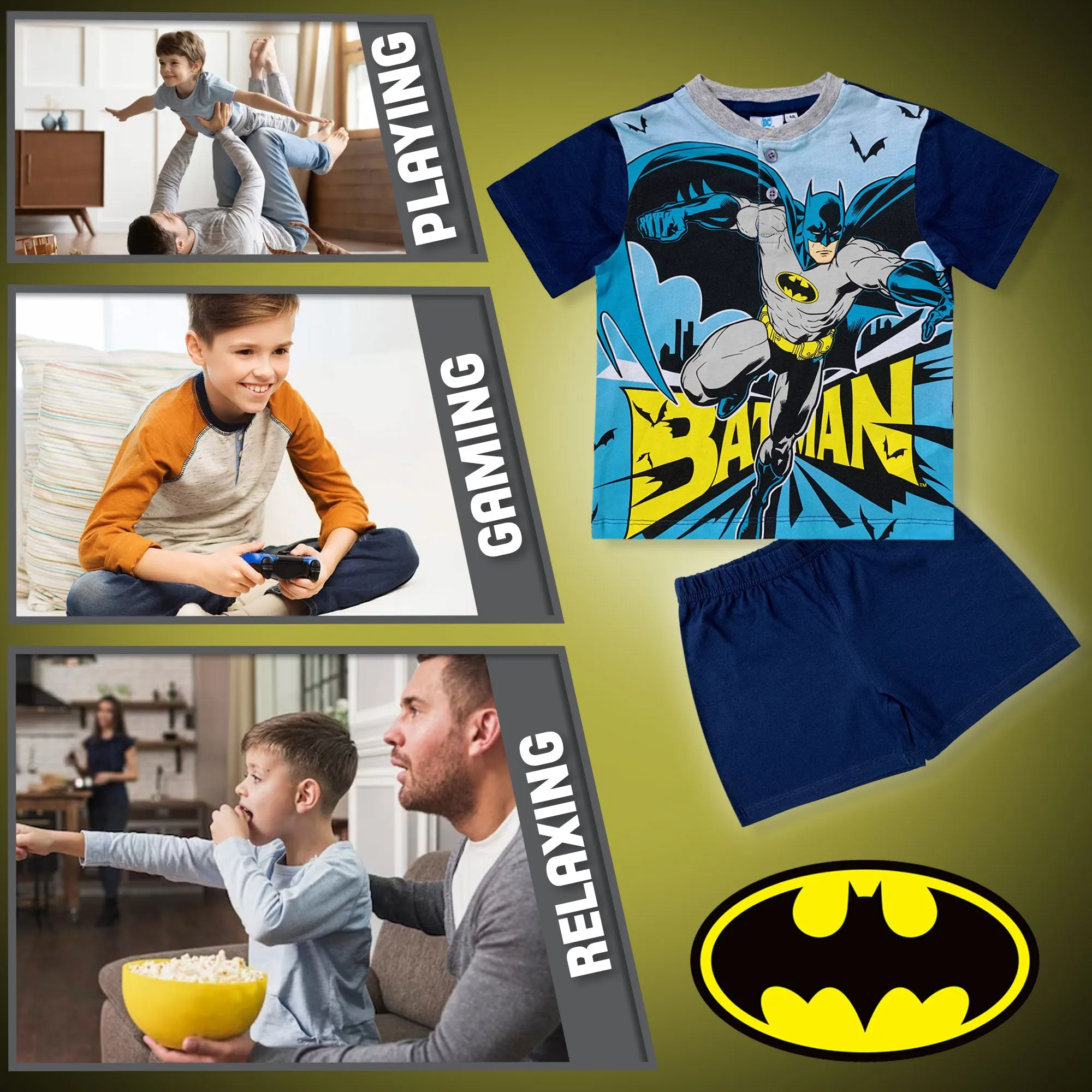 Pigiama bambino Batman DC Comics maglia e pantalone corto estivo in cotone 6187