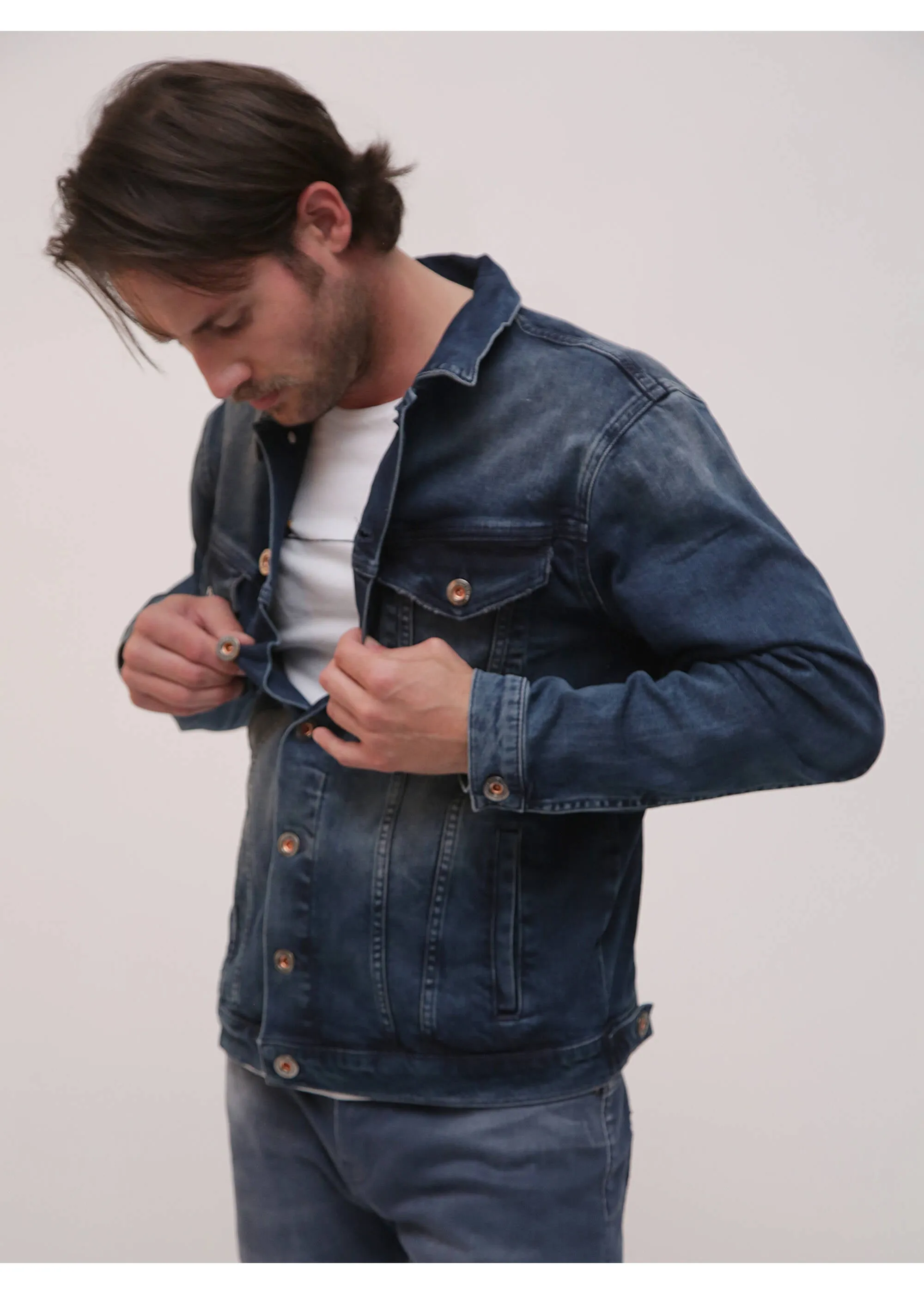 Spijkerjack voor mannen | M.O.D. James jeans jacket iwaki blue