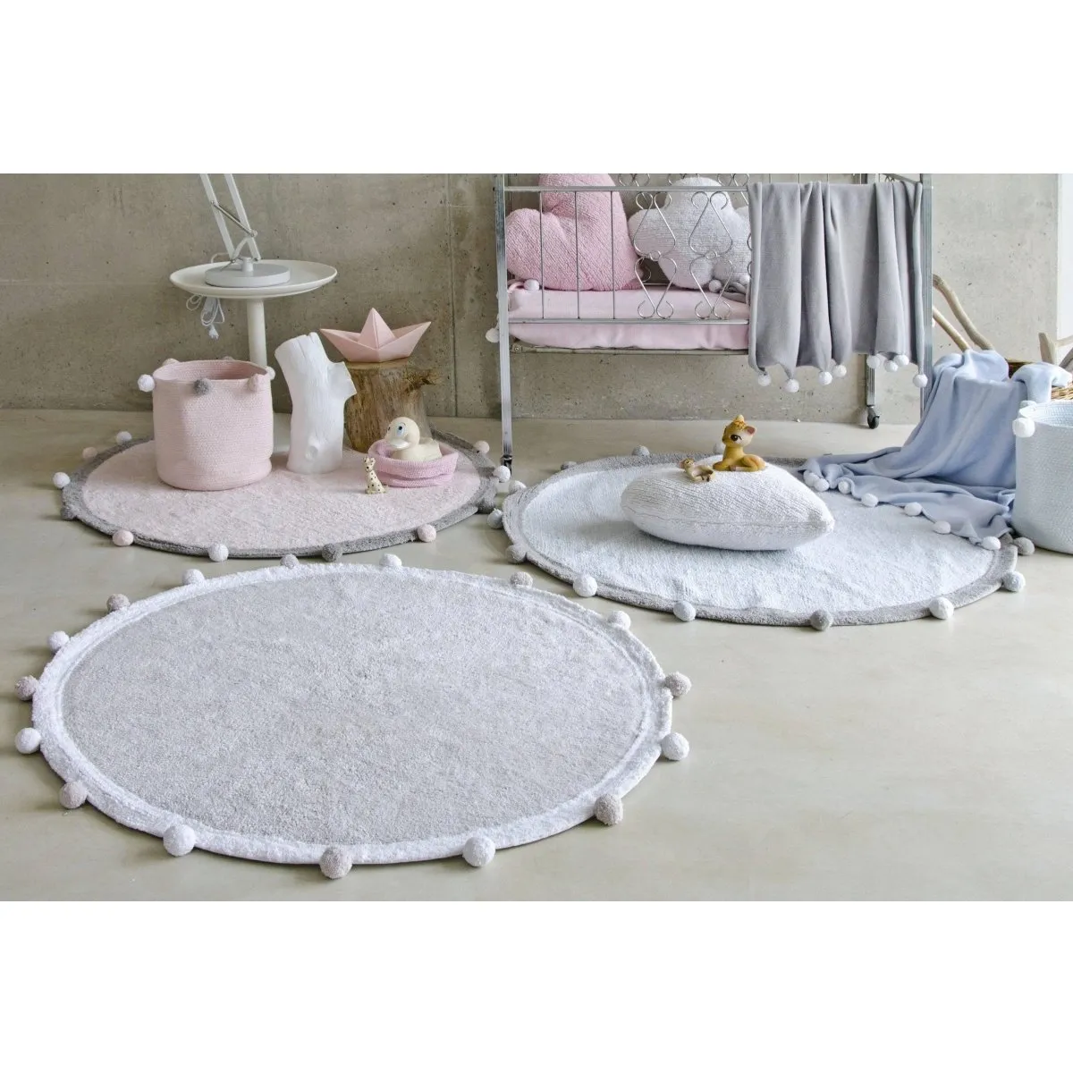 Tapis Lavable Rug Bubbly Light Grey Ø120 Cm