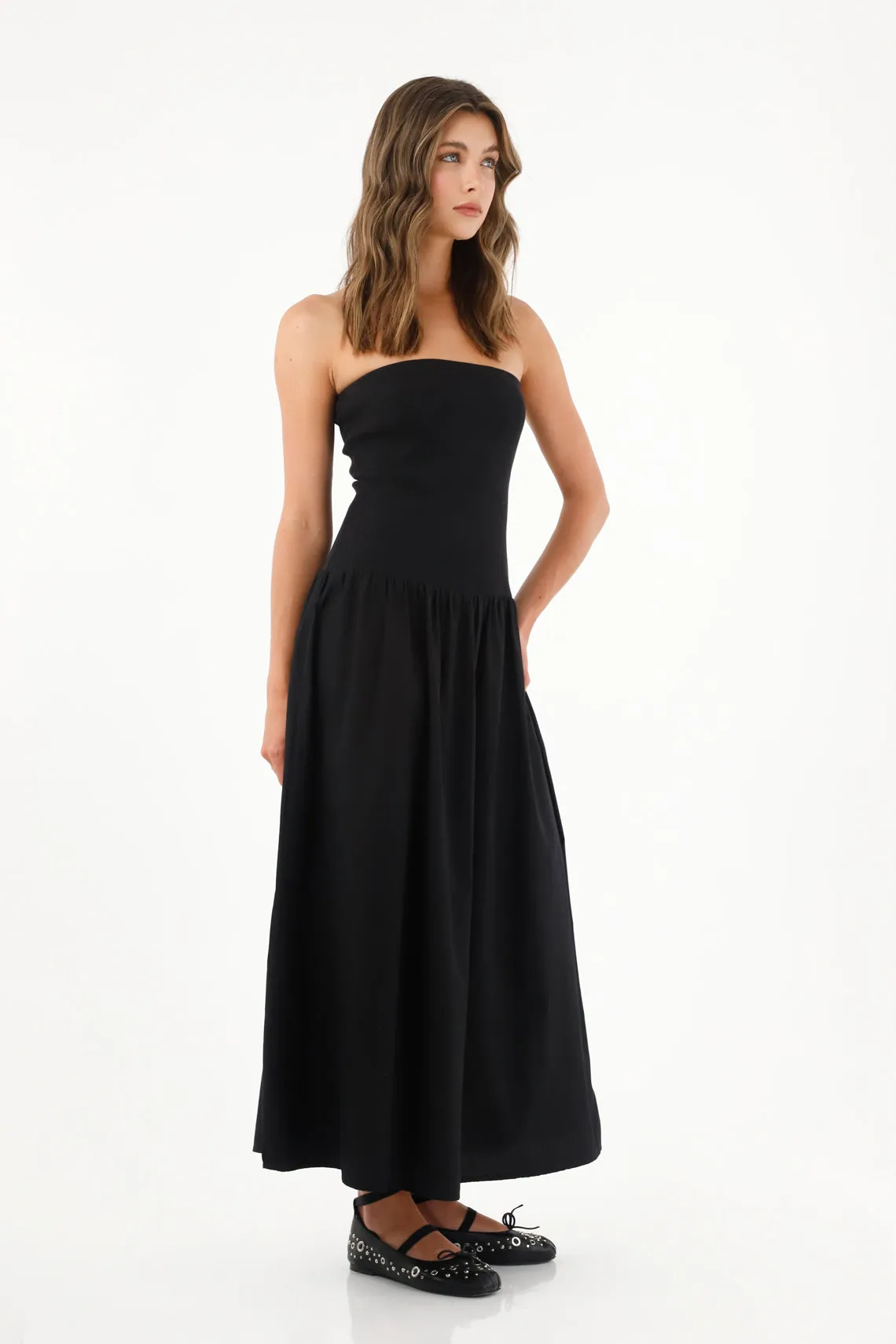 Vestido Strapless negro para mujer