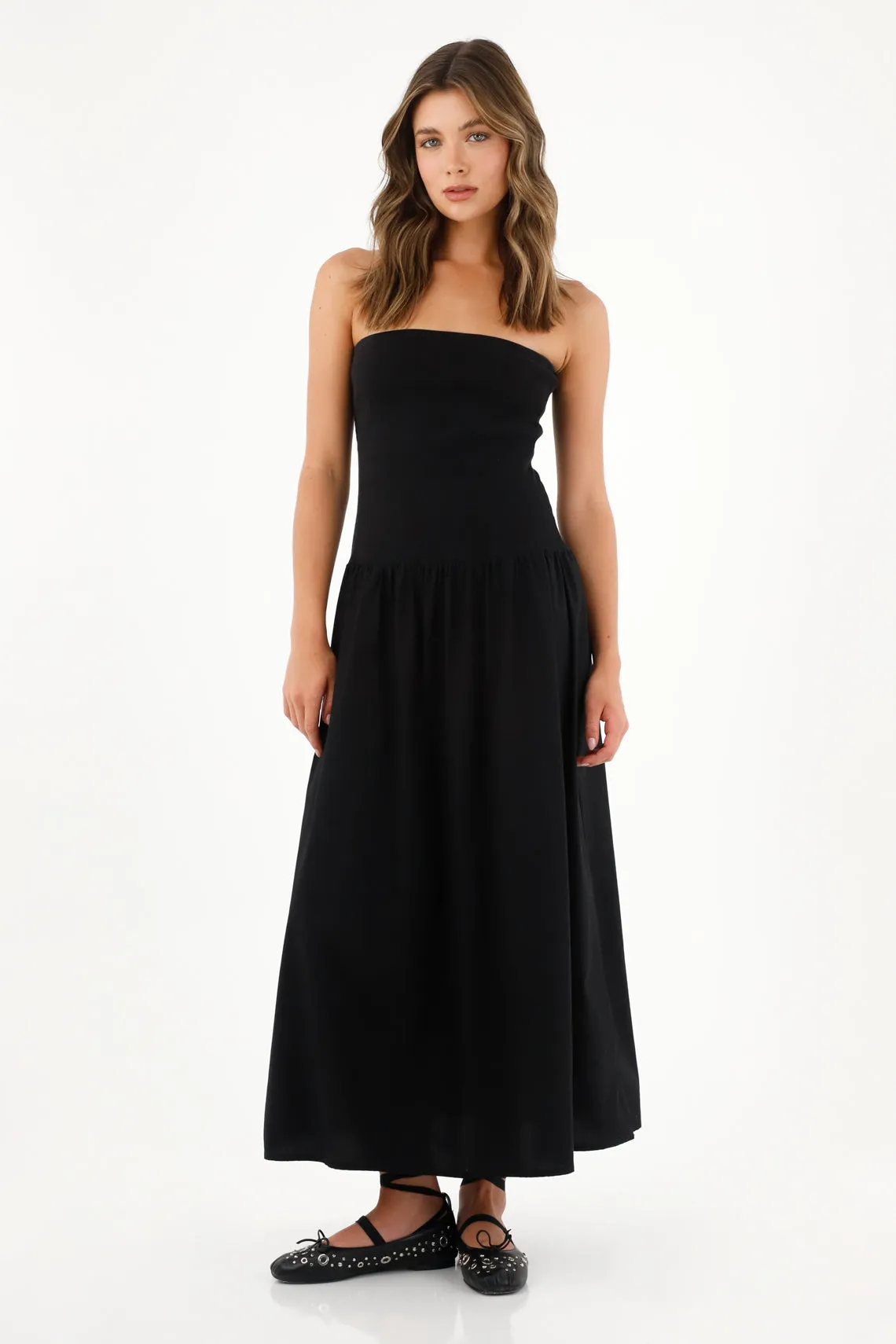 Vestido Strapless negro para mujer